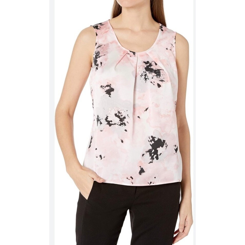 Kasper Women Pink Spring Bouquet Floral Silky Satin Cami Tank Top PXL